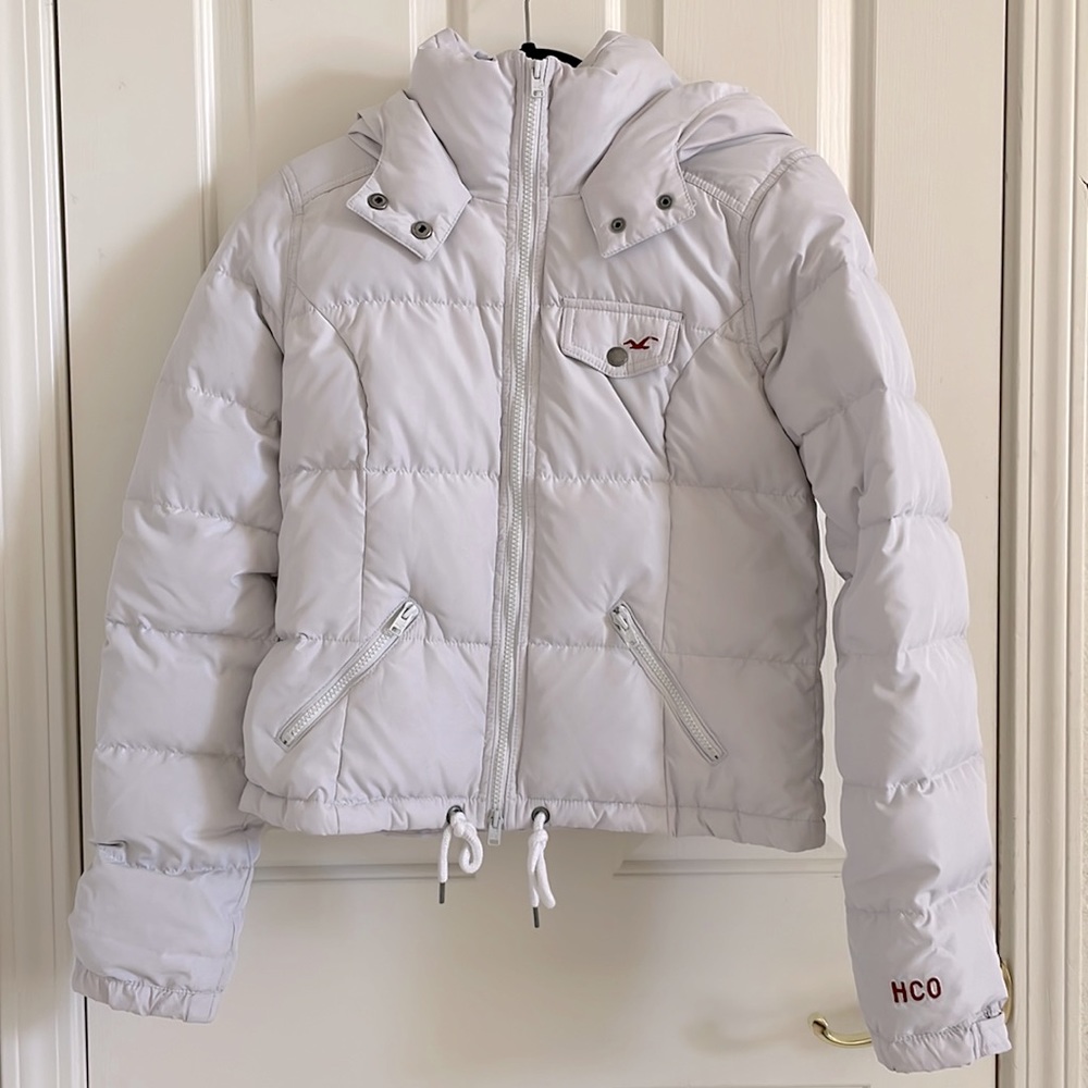 Hollister White Puffer Jacket